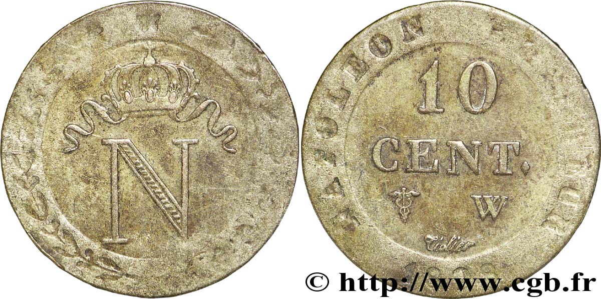 10 cent. à l N couronnée 1808 Lille F.130/9 TTB50 