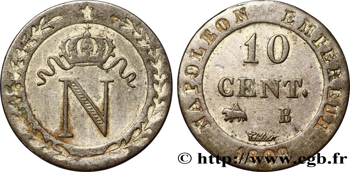 10 cent. à l N couronnée 1809 Rouen F.130/11 BB40 