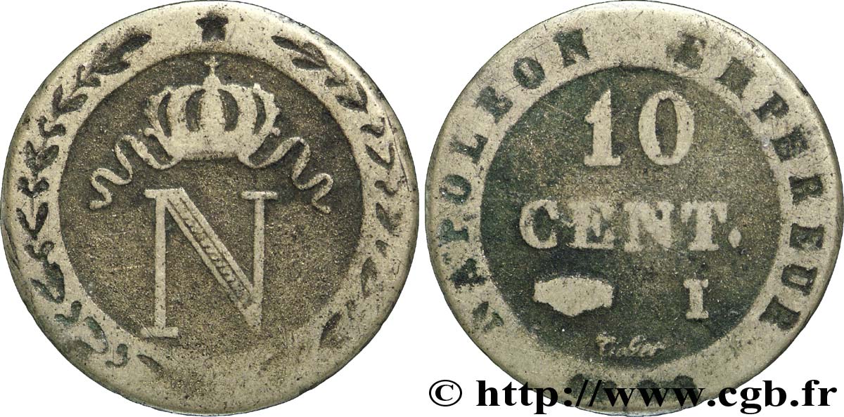 10 cent. à l N couronnée 1809 Limoges F.130/15 TB20 