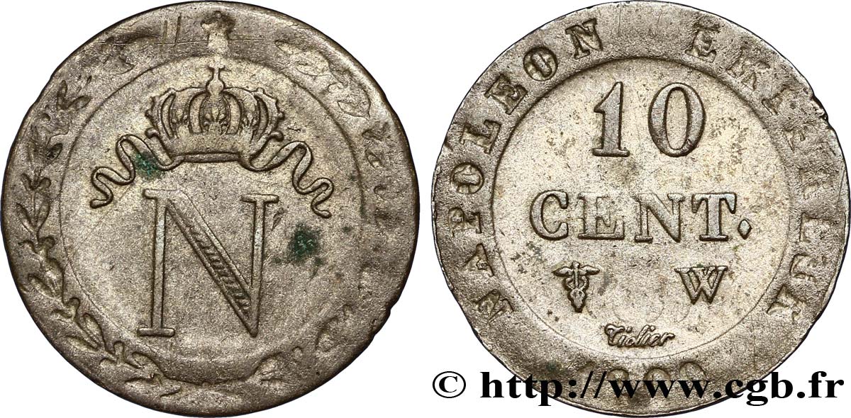 10 cent. à l&nbsp;N couronnée 1809 Lille F.130/19 TB30 