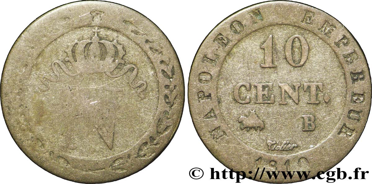 10 cent. à l N couronnée 1810 Rouen F.130/20 B10 