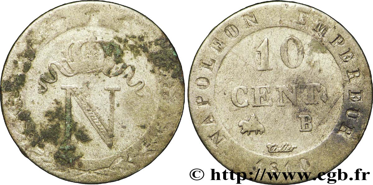 10 cent. à l N couronnée 1810 Rouen F.130/20 SGE12 