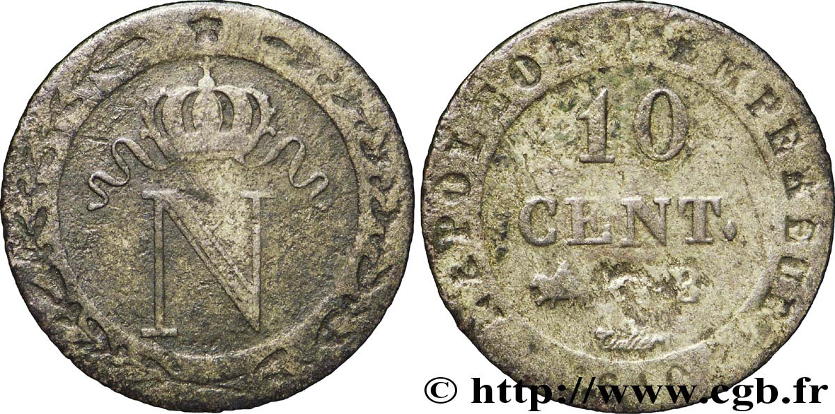 10 cent. à l N couronnée 1810 Rouen F.130/20 BC15 