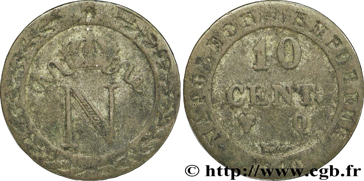 10 cent. à l N couronnée 1810 Perpignan F.130/23 TB30 