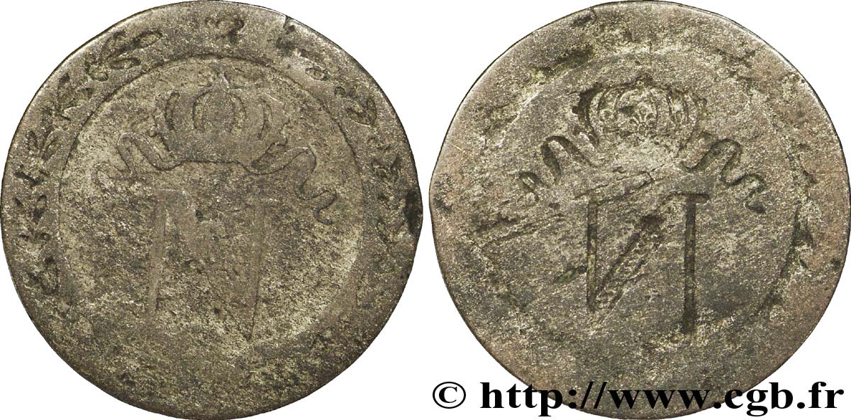 10 cent. à l&nbsp;N couronnée, frappe incuse n.d. - F.130/ var. B12 