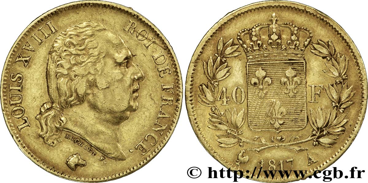 40 francs or Louis XVIII 1817 Paris F.542/6 TTB40 
