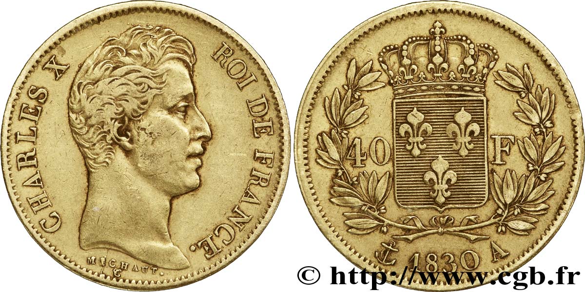 40 francs or Charles X, 2e type 1830 Paris F.544/5 TTB40 