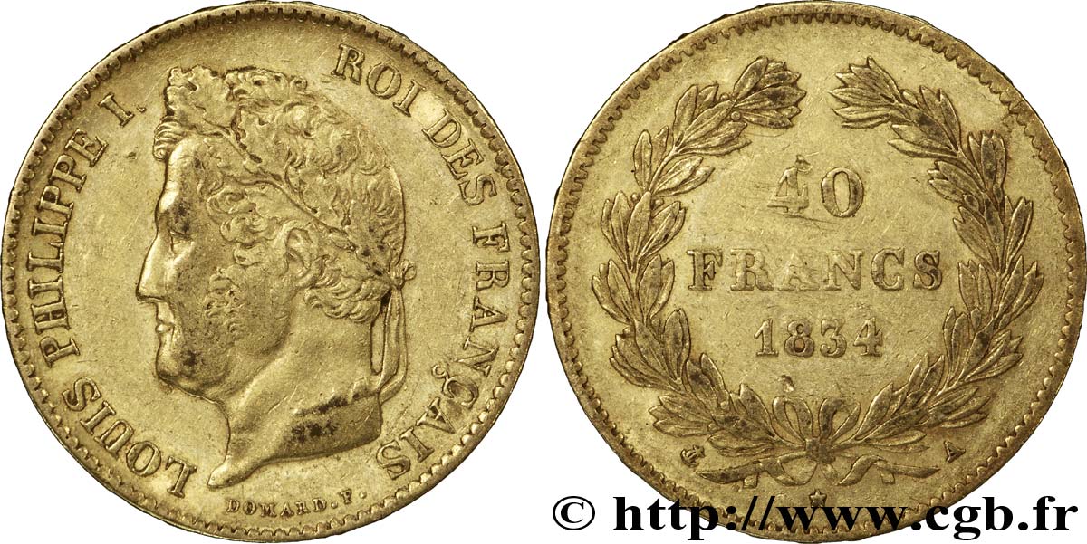 40 francs or Louis-Philippe 1834 Paris F.546/6 TTB40 