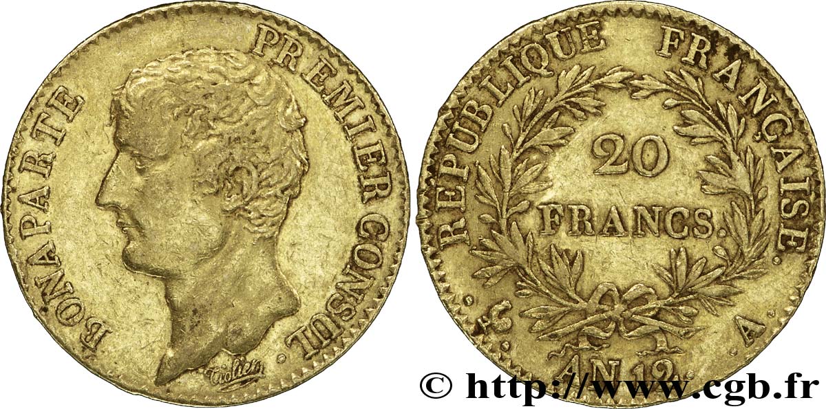20 francs or Bonaparte Premier Consul 1804 Paris F.510/2 TTB45 