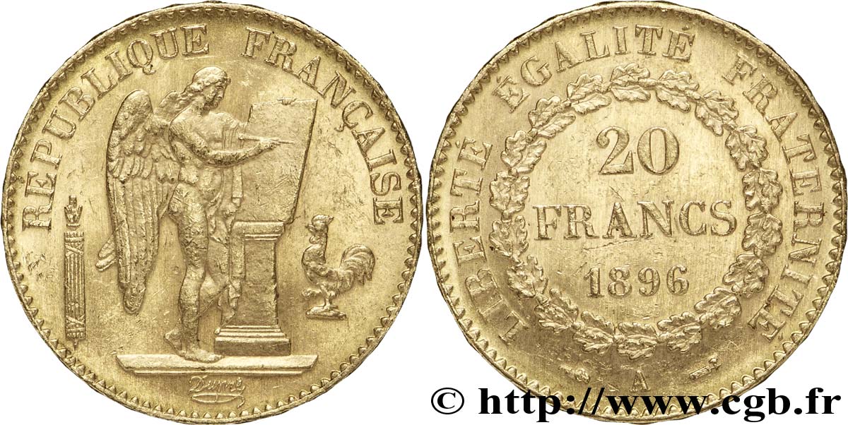 20 francs or Génie, Troisième République 1896 Paris F.533/20 SPL55 