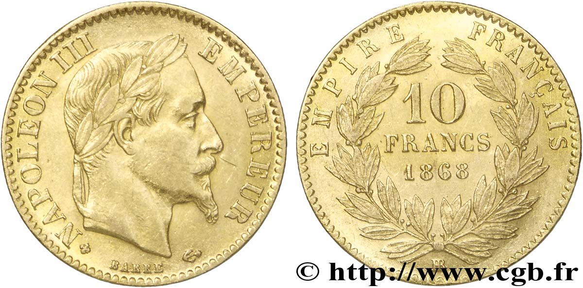 10 francs or Napoléon III, tête laurée 1862 Strasbourg F.507A/2 AU52 
