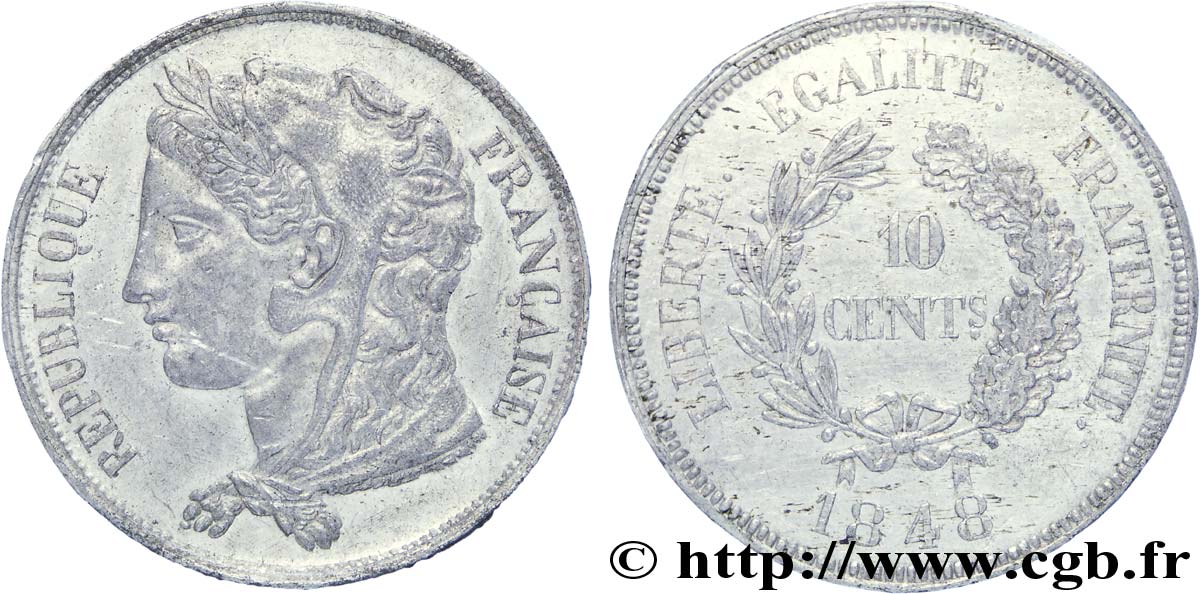 Concours de 10 centimes, essai de Gayrard 1848 Paris VG.3142  var SPL63 
