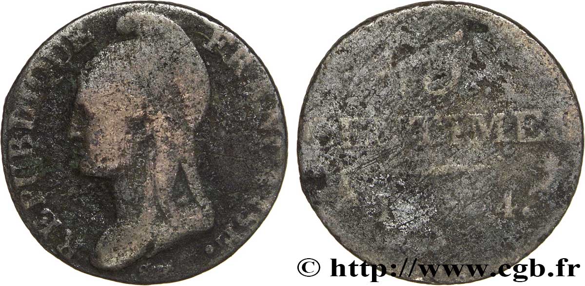 5 centimes Dupré, petit module 1796 Paris F.113/1 B6 