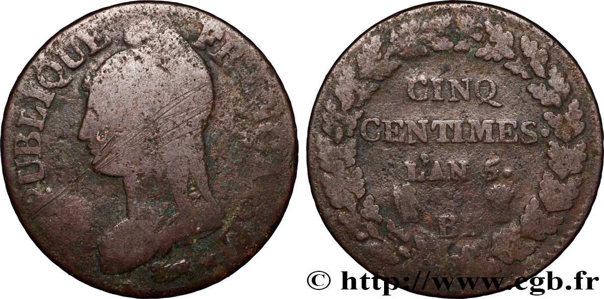 Cinq centimes Dupré, grand module 1797 Strasbourg F.115/20 B10 