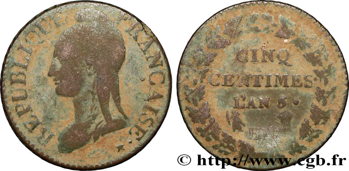 Cinq centimes Dupré, grand module 1797 Strasbourg F.115/20 BC15 