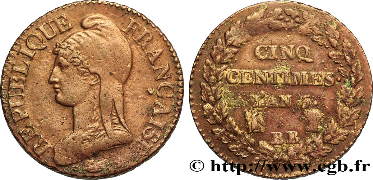 Cinq centimes Dupré, grand module 1797 Strasbourg F.115/20 SS50 