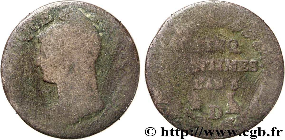 Cinq centimes Dupré, grand module 1797 Lyon F.115/22 B6 