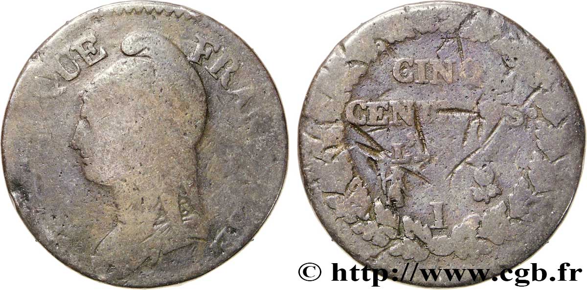 Cinq centimes Dupré, grand module 1797 Limoges F.115/23 G6 