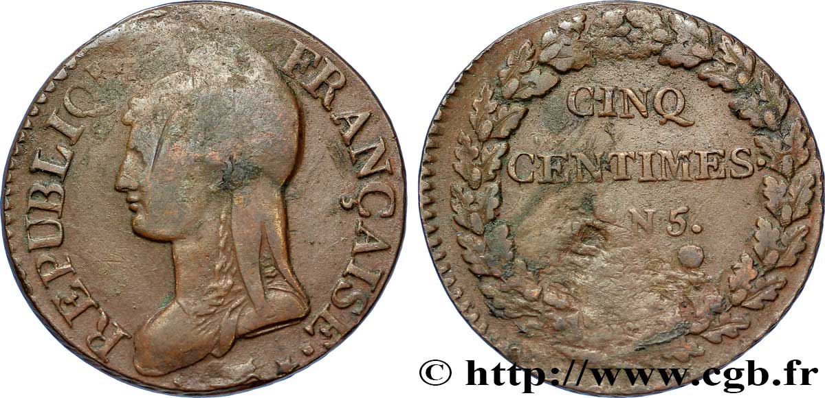 Cinq centimes Dupré, grand module 1797 Limoges F.115/23 TB35 