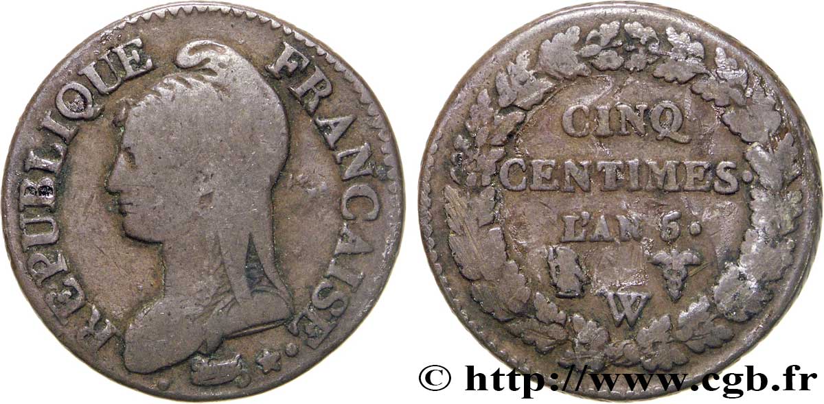 Cinq centimes Dupré, grand module 1797 Lille F.115/31 TB20 