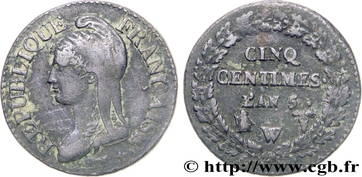 Cinq centimes Dupré, grand module 1797 Lille F.115/31 TTB45 