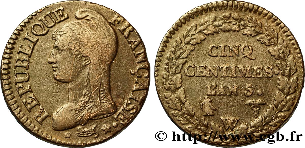Cinq centimes Dupré, grand module 1797 Lille F.115/31 TTB48 