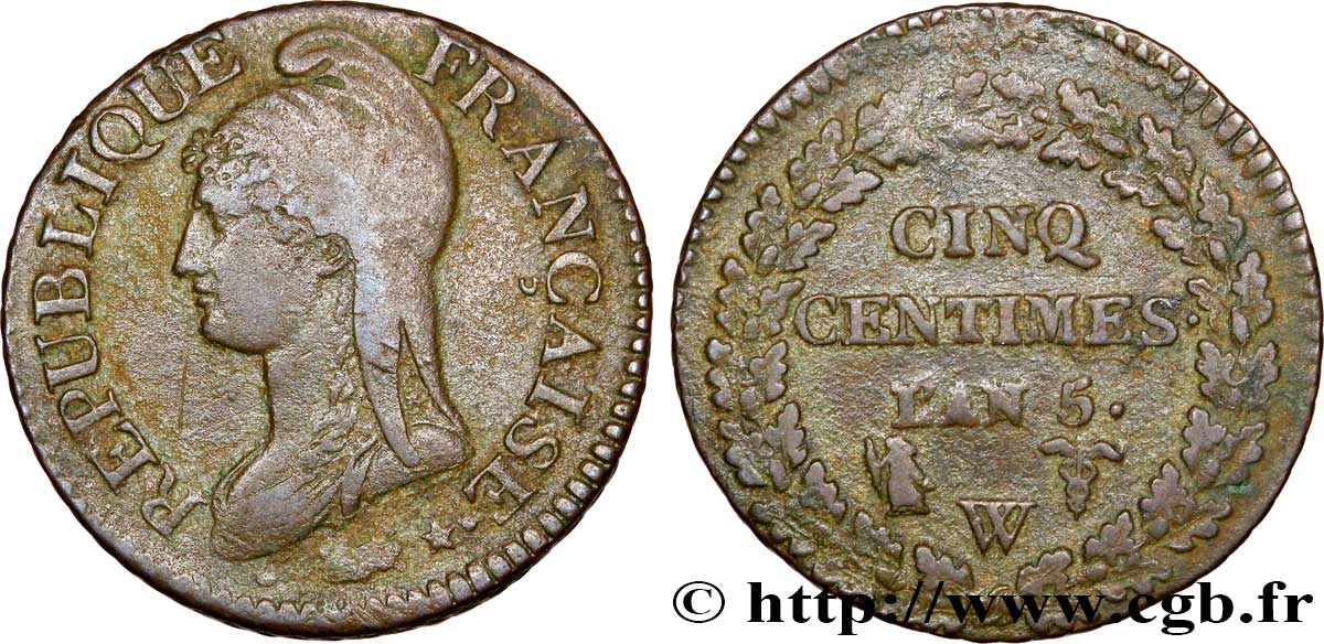 Cinq centimes Dupré, grand module 1797 Lille F.115/31 BB50 