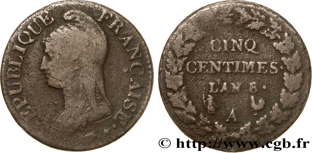Cinq centimes Dupré, grand module 1800 Paris F.115/85 TB15 