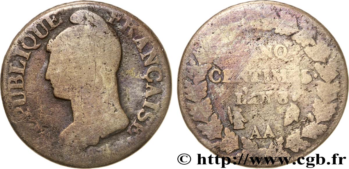 Cinq centimes Dupré, grand module 1800 Metz F.115/102 B8 