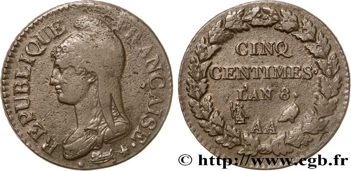 Cinq centimes Dupré, grand module 1800 Metz F.115/102 TTB40 
