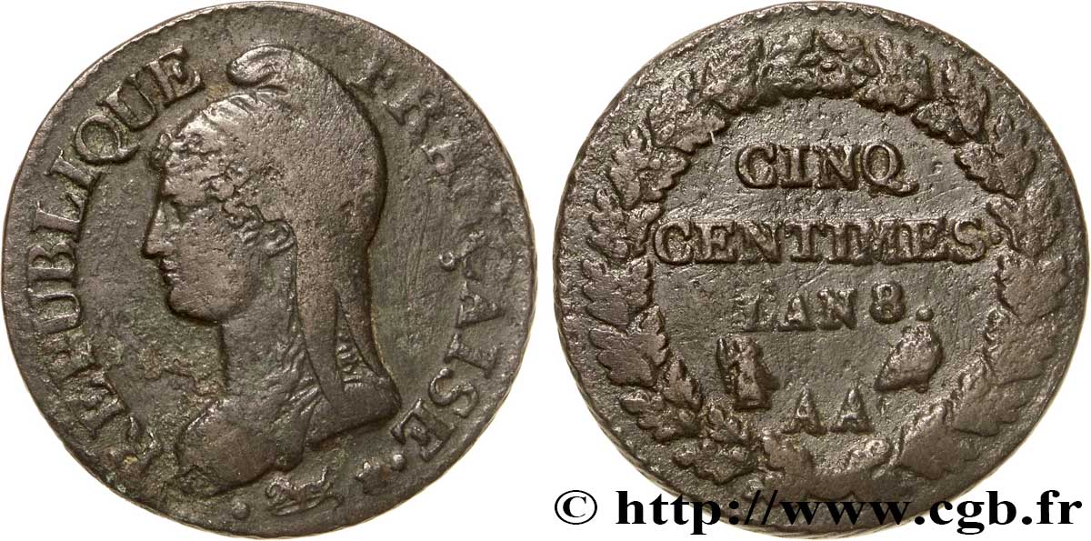 Cinq centimes Dupré, grand module 1800 Metz F.115/102 TTB45 