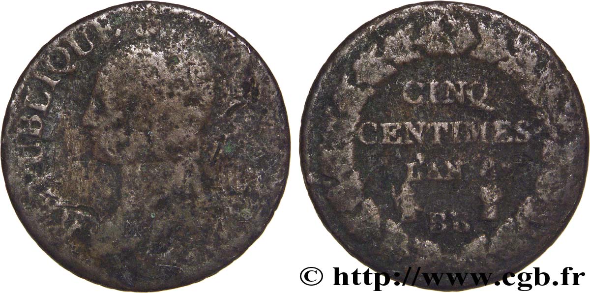 Cinq centimes Dupré, grand module 1800 Strasbourg F.115/117 B6 