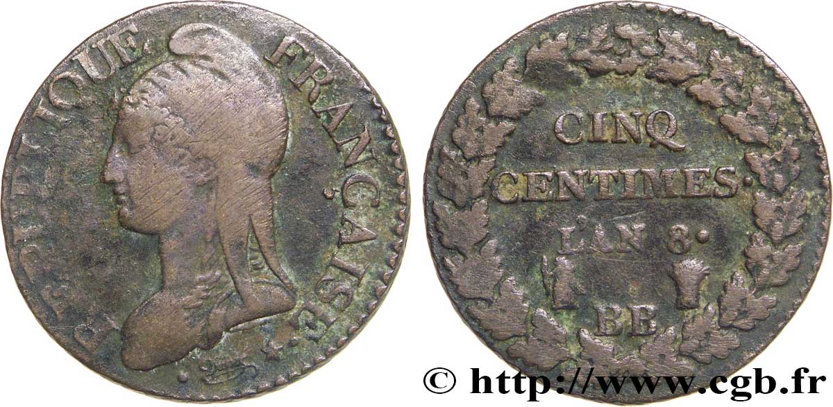 Cinq centimes Dupré, grand module 1800 Strasbourg F.115/117 BC25 