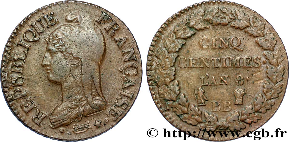 Cinq centimes Dupré, grand module 1800 Strasbourg F.115/117 TTB52 