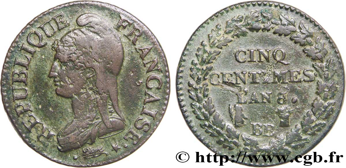 Cinq centimes Dupré, grand module 1800 Strasbourg F.115/118 BC35 