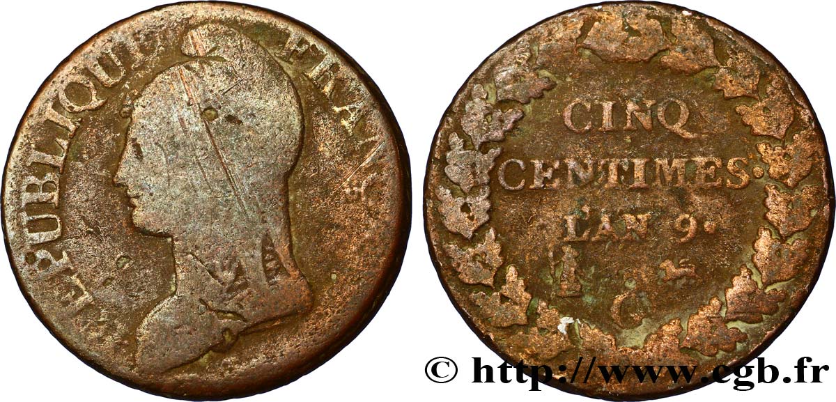 Cinq centimes Dupré, grand module 1801 Genève F.115/158 B12 