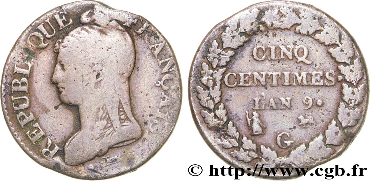 Cinq centimes Dupré, grand module 1801 Genève F.115/158 BC20 
