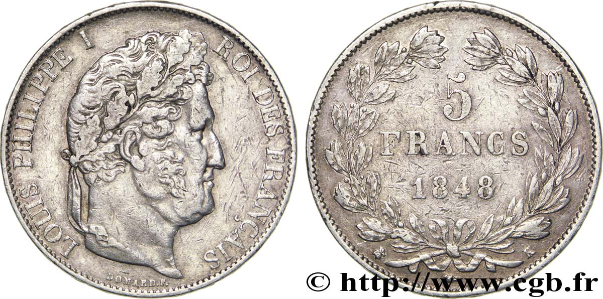 5 francs, IIIe type Domard 1848 Bordeaux F.325/19 TTB45 