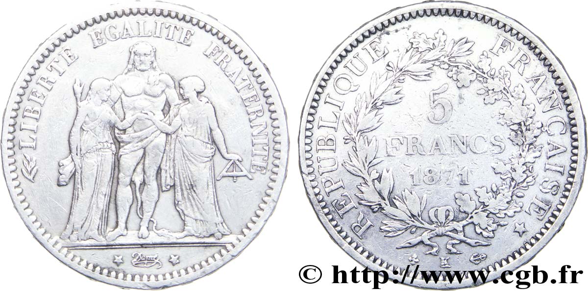 5 francs Hercule 1871 Bordeaux F.334/5 S35 