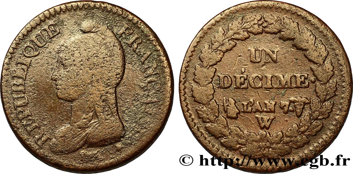 Un décime Dupré, grand module 1799 Lille F.129/46 F12 