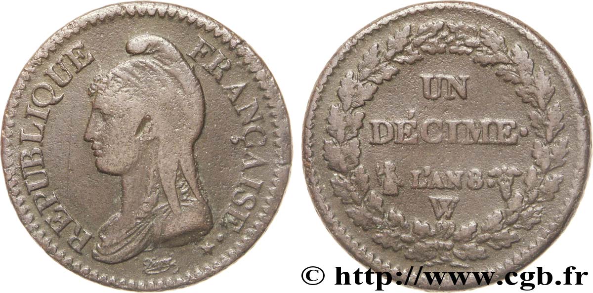 Un décime Dupré, grand module 1800 Lille F.129/74 S35 