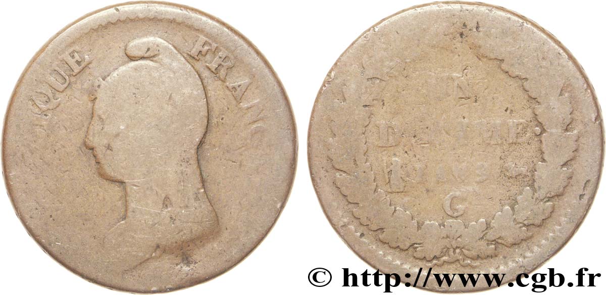 Un décime Dupré, grand module 1801 Genève F.129/75 B8 