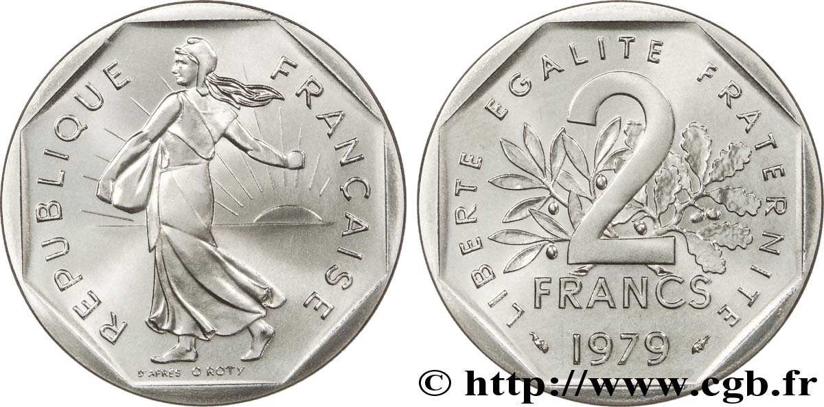 Piéfort nickel de 2 francs Semeuse, nickel 1979 Pessac F.272/3P MS66 