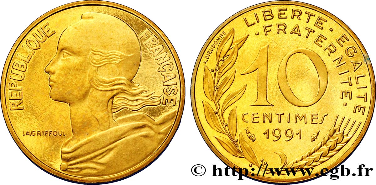 10 centimes Marianne, BE (Belle Épreuve) 1991 Pessac F.144/31 var. ST67 