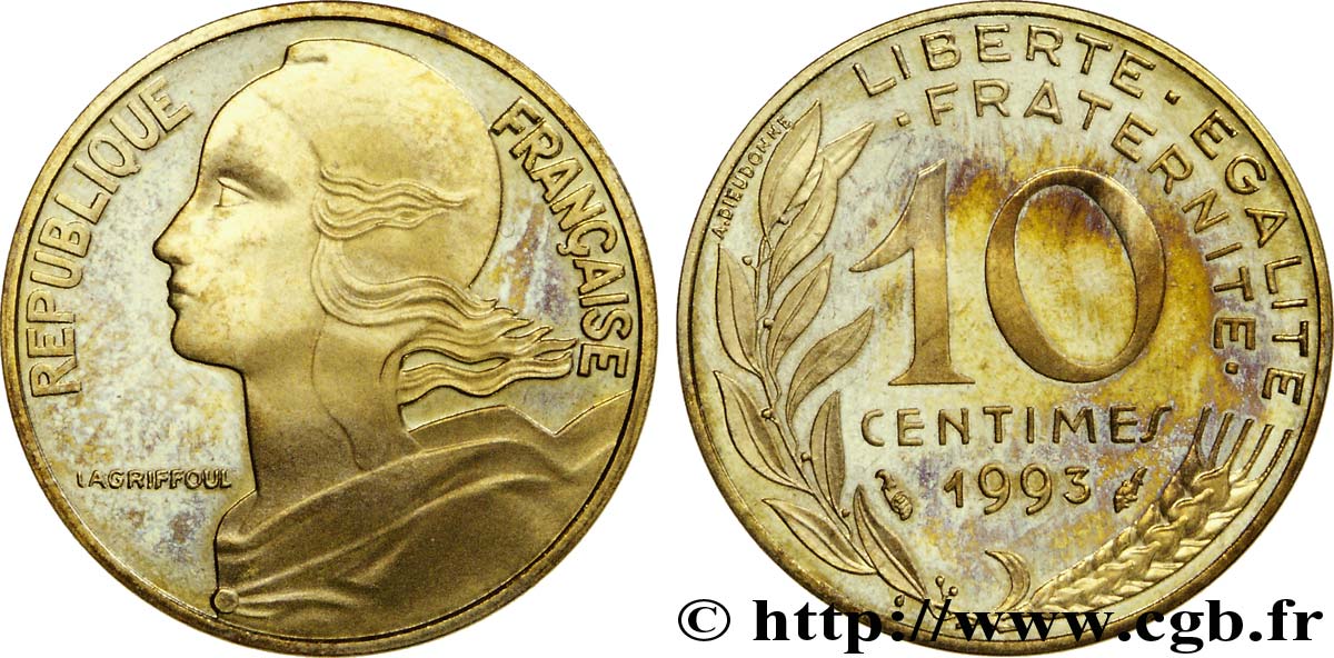 10 centimes Marianne, BE (Belle Épreuve) 1993 Pessac F.144/35 var. FDC67 