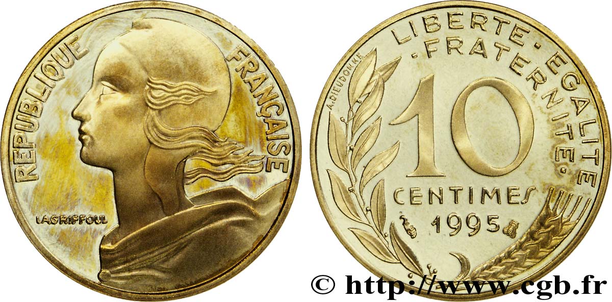 10 centimes Marianne, BE (Belle Épreuve) 1995 Pessac F.144/39 var. MS 