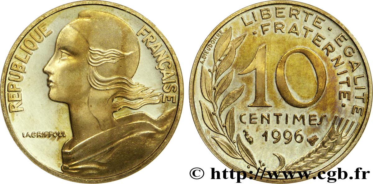 10 centimes Marianne, BE (Belle Épreuve) 1996 Pessac F.144/40 var. ST 