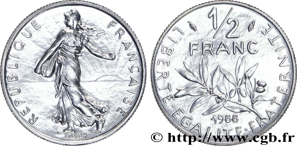 1/2 franc Semeuse 1988 Pessac F.198/27 ST67 