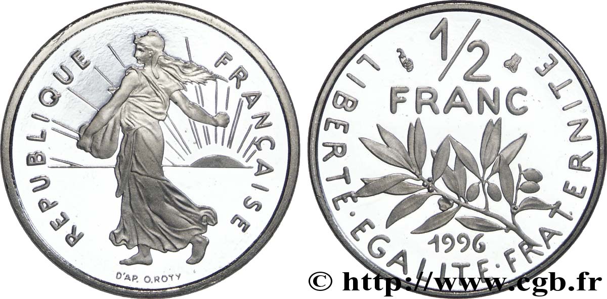 1/2 franc Semeuse, BE (Belle Épreuve) 1996 Pessac F.198/39 var. MS67 
