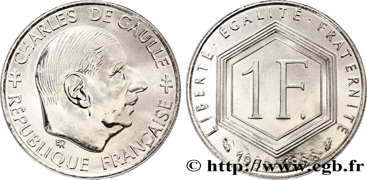 1 franc De Gaulle 1988  F.227/2 SPL63 